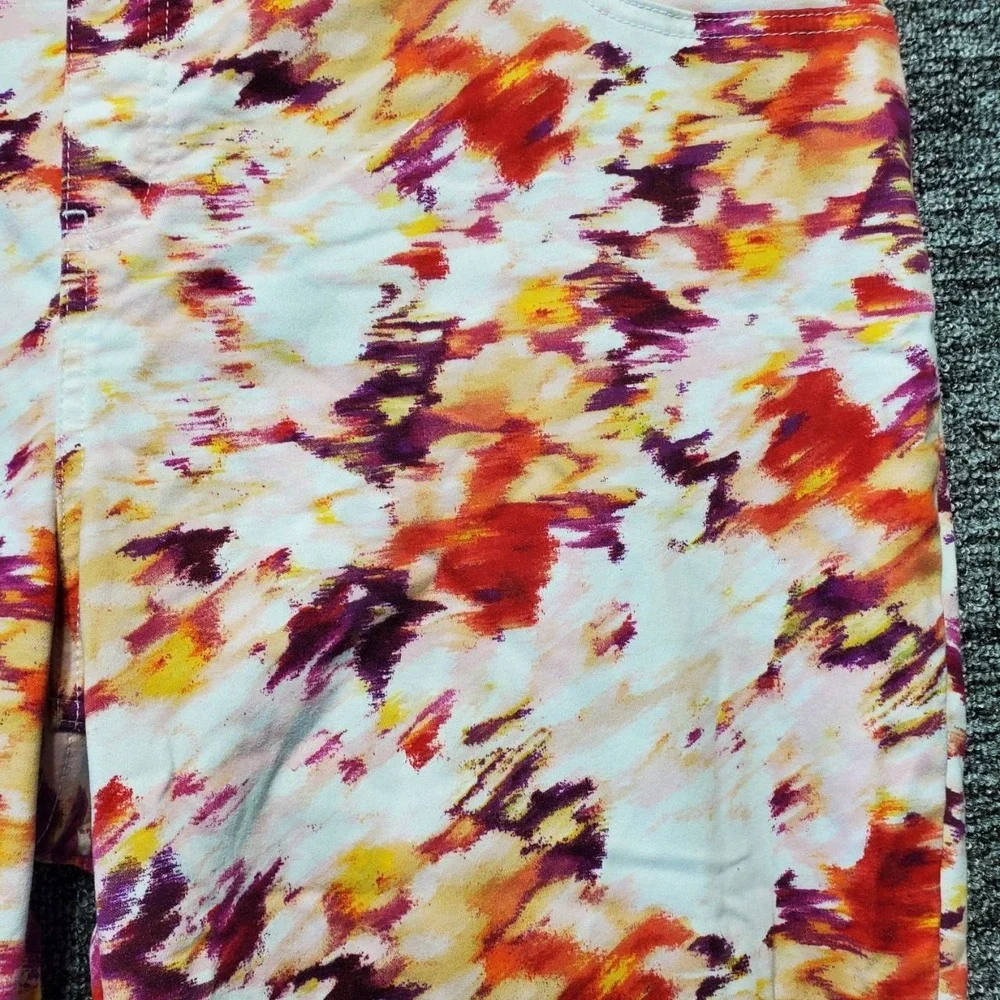 Terra Sky Jeggings Womens 2X Multicolor Watercolor Floral Skinny Pull On Pants‎